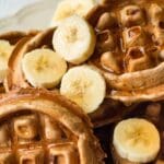 cinnamon waffles with banana and honey topping