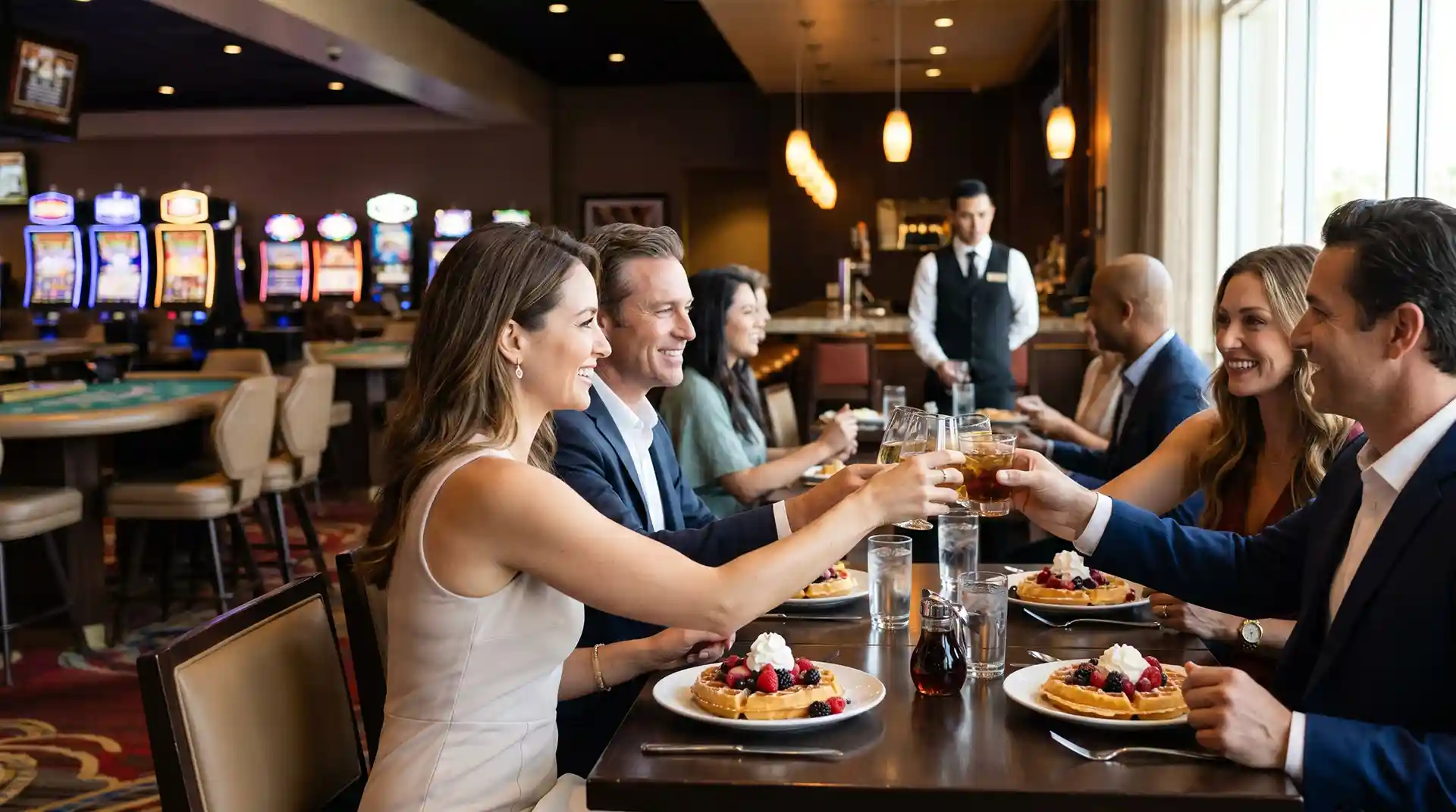 How to Make the Best Copycat Restaurant Waffles casino patrons dining on waffles