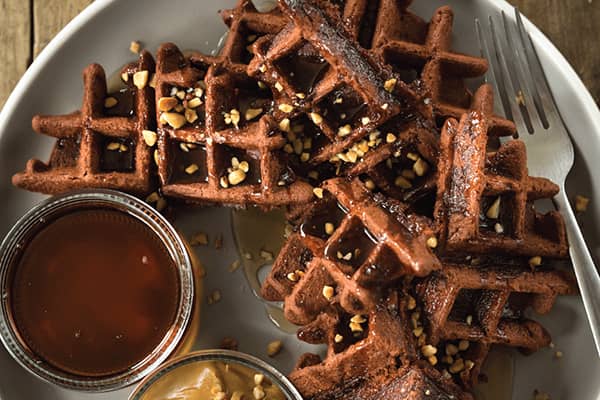 chocolate-waffle-mix chocolate waffle made from commercial chocolate waffle mix